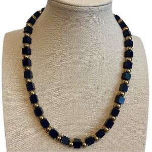 Napier Necklace Geometric Classic Nautical Navy & Gold